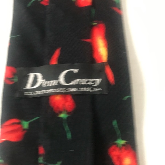 Tie Red Hot Chile Peppers on Black Cotton by Dem Crazy - Picture 3 of 10